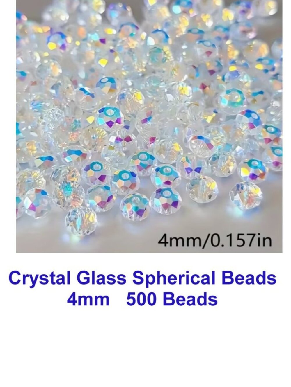 Crystal Glass Spherical Beads 4mm   500 Beads